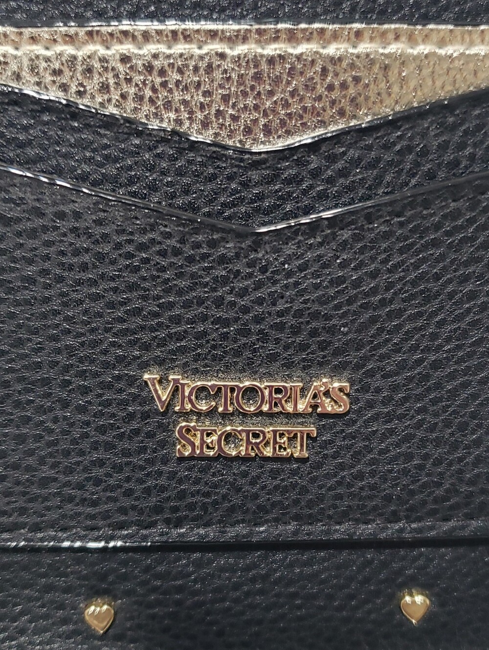 Victoria's Secret Heart Studded Black Card Case Wallet Key Charm - Picture 2 of 9